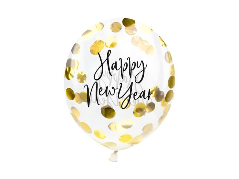 Konfettiballonger "Happy New Year" | 30 cm |  3-pack | Guld