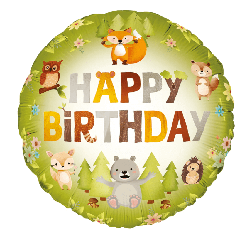 Folieballong "happy Brithday" - Skogsvänner