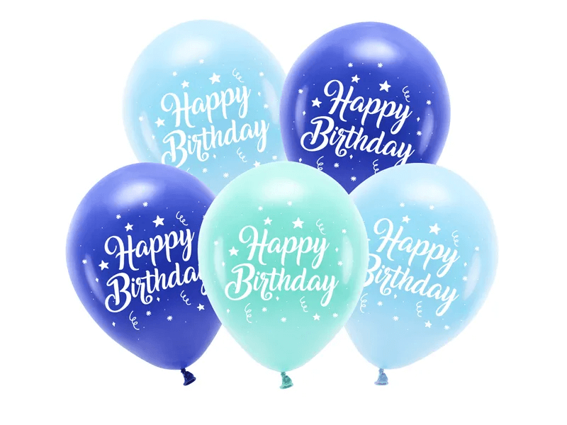 Ballongbukett "Happy Birthday" - Blå mix