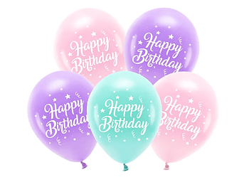 Ballongbukett "Happy Birthday" - Mix (Rosa, lila,mint)