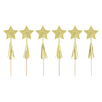 Cake picks - Stjärnor med tassels - Guld -1