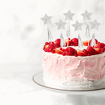 Cake picks - Stjärnor med tassels - Silver