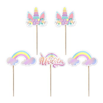 Cake topper | 5-pack | Enhörning och regnbågar