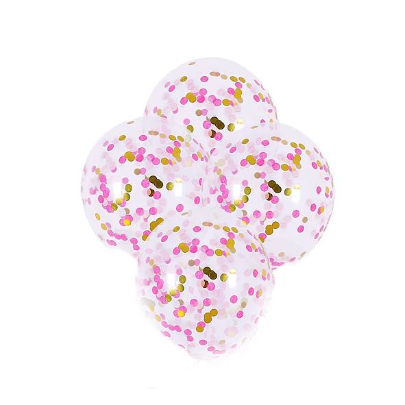 Konfettiballonger | 30 cm | 4-pack | rosa och guld