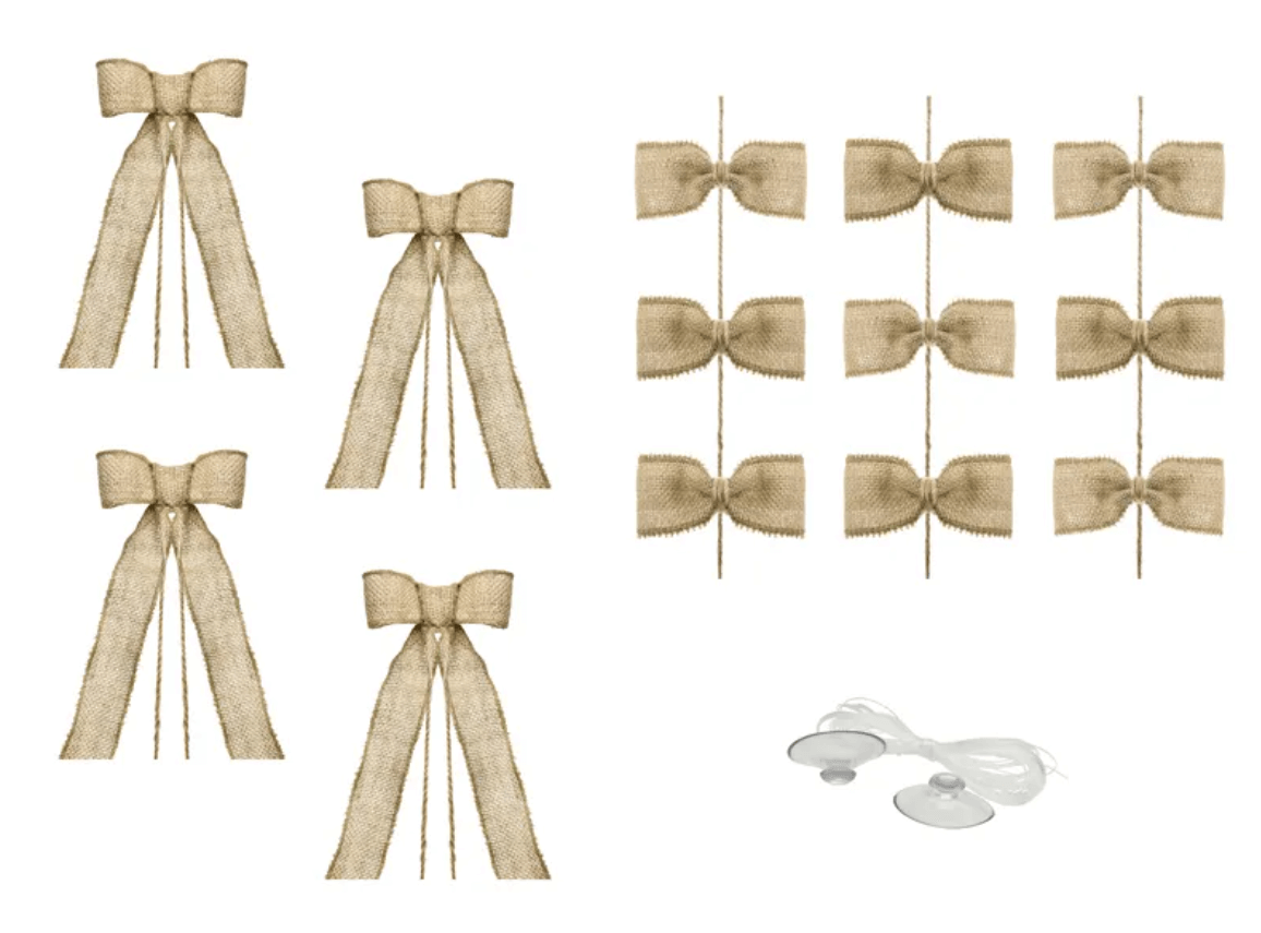 Bröllopspaket till bil -  Jute rosetter -2