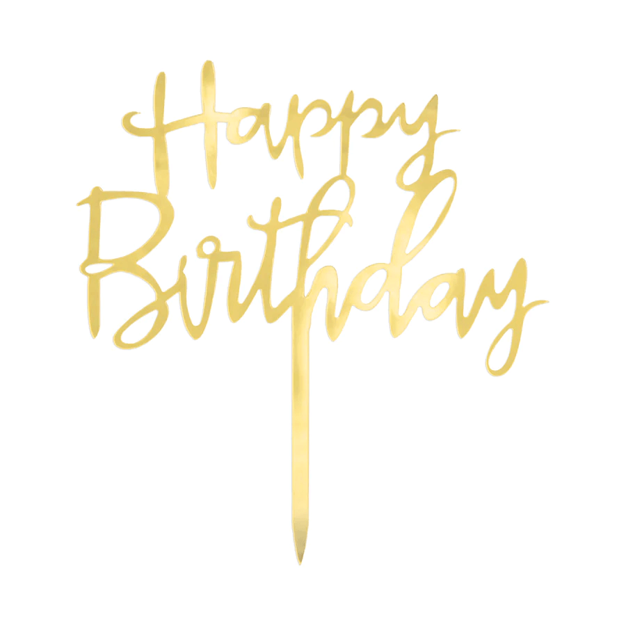 Cake topper "Happy Birthday"  - Akryl Guld