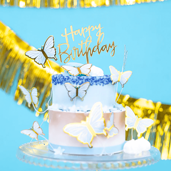 Cake topper "Happy Birthday"  - Akryl Guld -1