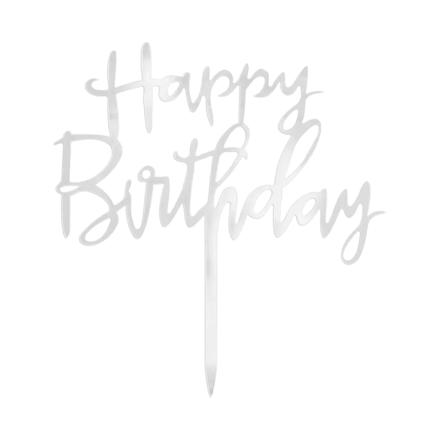 Cake topper "Happy Birthday"  - Akryl Silver