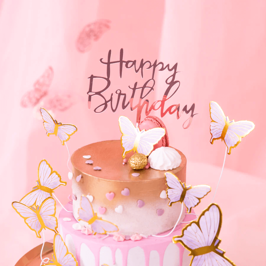 Cake topper "Happy Birthday"  - Akryl rosé -1