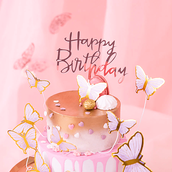 Cake topper "Happy Birthday"  - Akryl rosé -1