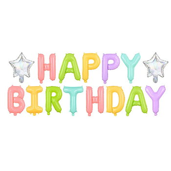 Ballonggirlang "Happy Birthday" - Pastell Mix