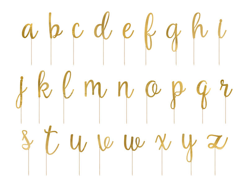 DIY CAKE TOPPER | 53 st bokstäver | Guld