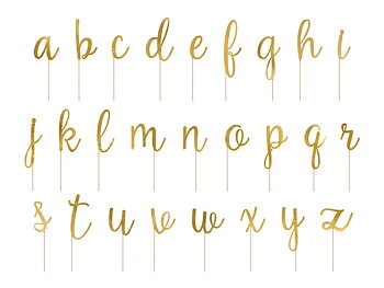 DIY CAKE TOPPER | 53 st bokstäver | Guld