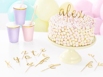 DIY CAKE TOPPER | 53 st bokstäver | Guld