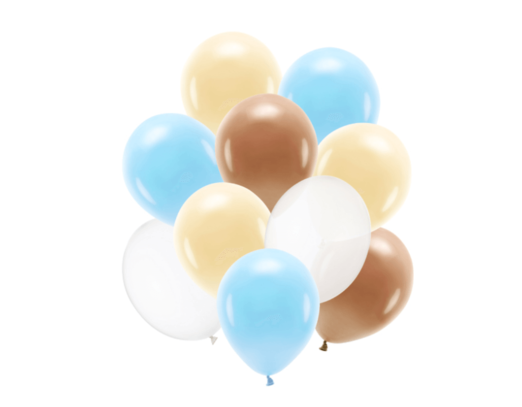 Ballongbukett - Ljusblå & Brun (10-pack)