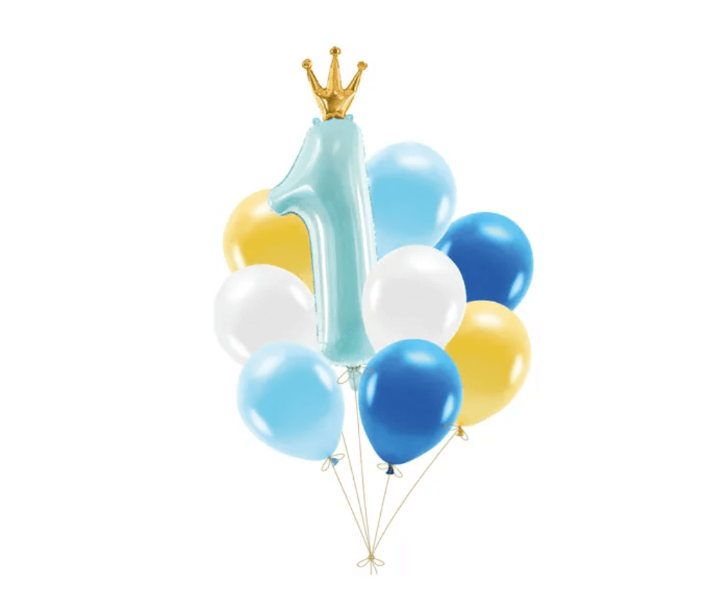 Ballongpaket "Första födelsedagen" - Blå mix