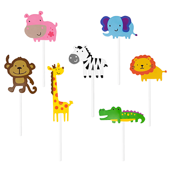 Cake picks - Färgglada djur 7-pack