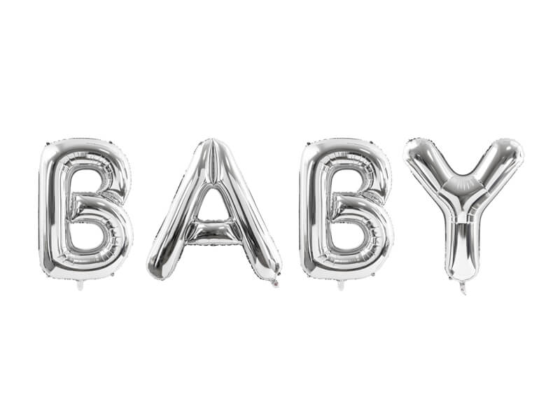 Folieballong ordet "BABY" - Silver