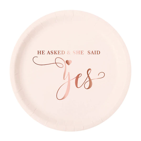 Papperstallrikar | 6-pack | "He asked & she said yes!"