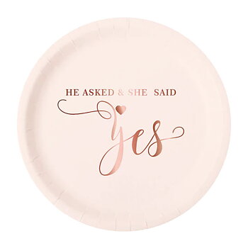 Papperstallrikar | 6-pack | "He asked & she said yes!"