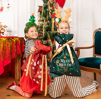 Julklappssäck röd "Merry Christmas" -1