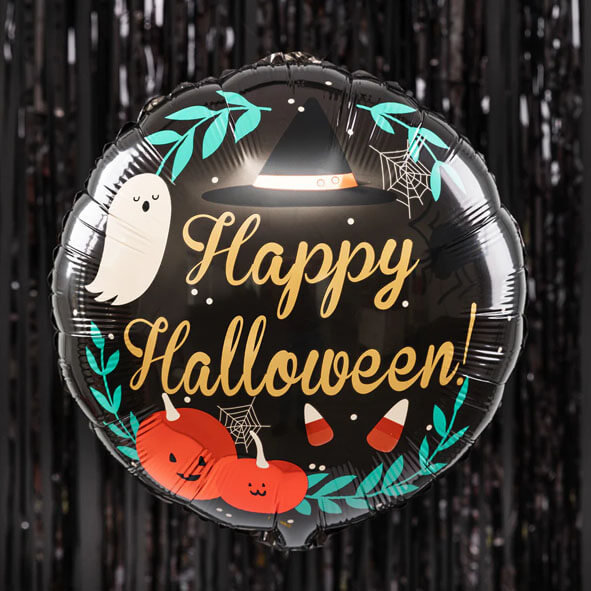 Folieballong - Rund "Happy Halloween" läskiga motiv