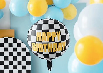 Folieballong - Startflagga "Happy Birthday"
