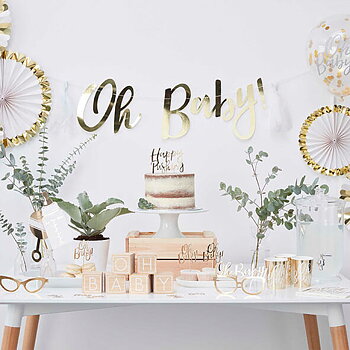 Servetter "Oh baby" - Metallic guldtext -1