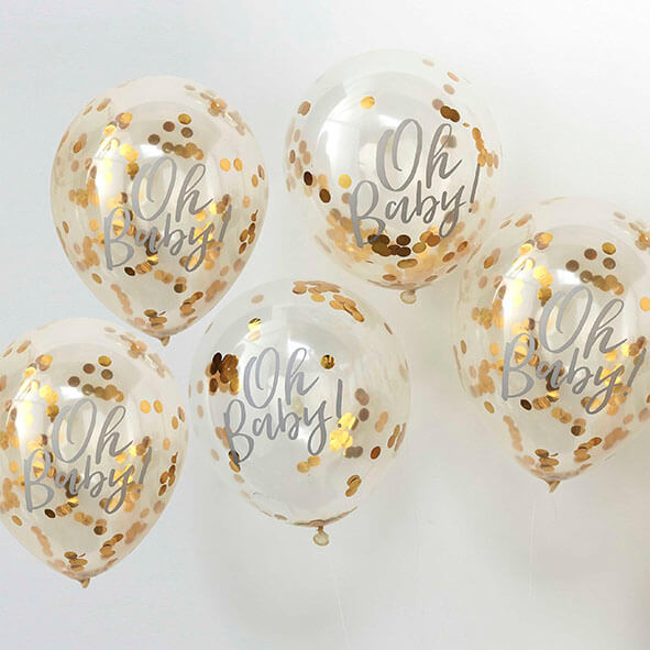 Konfettiballonger "Oh baby!" - Guld