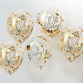 Konfettiballonger "Oh baby!" - Guld