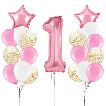 Ballongpaket 1-årskalas - Rosa