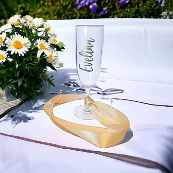 Champagneglas-halsband - Valfritt namn - Guld - student