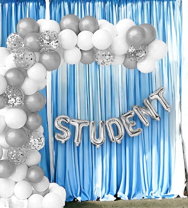 Ballongbåge & ballonggirlang "STUDENT" - Silver