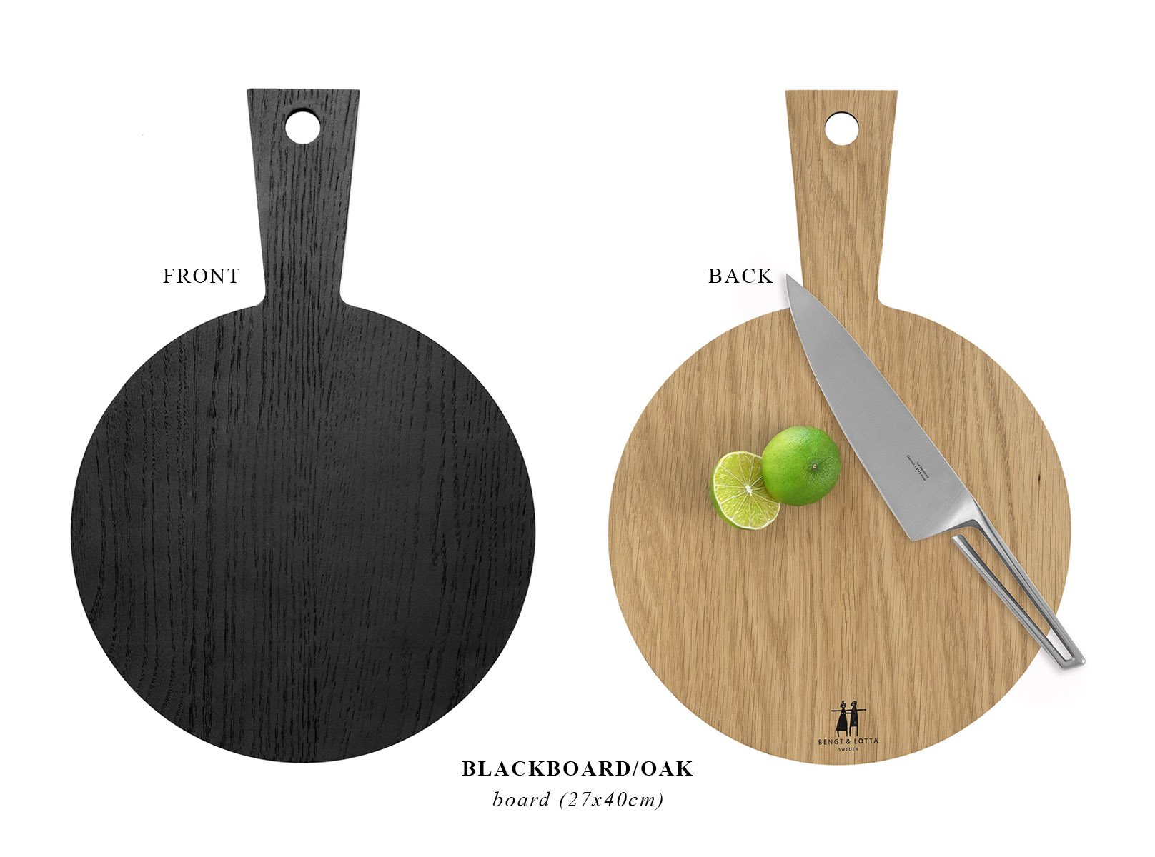  Rund skärbräda med två olika sidor ek/blackboard by Klippan Yllefabrik - 4