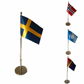 Bordsflagga med stång i krom