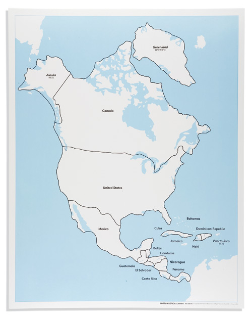 Kontrollkarta Nordamerika med namn 