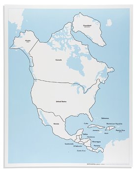 Kontrollkarta Nordamerika med namn 