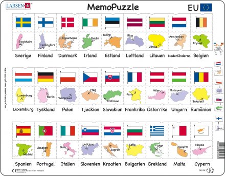 Pussel - EU - flagga & kartdel - Larsen
