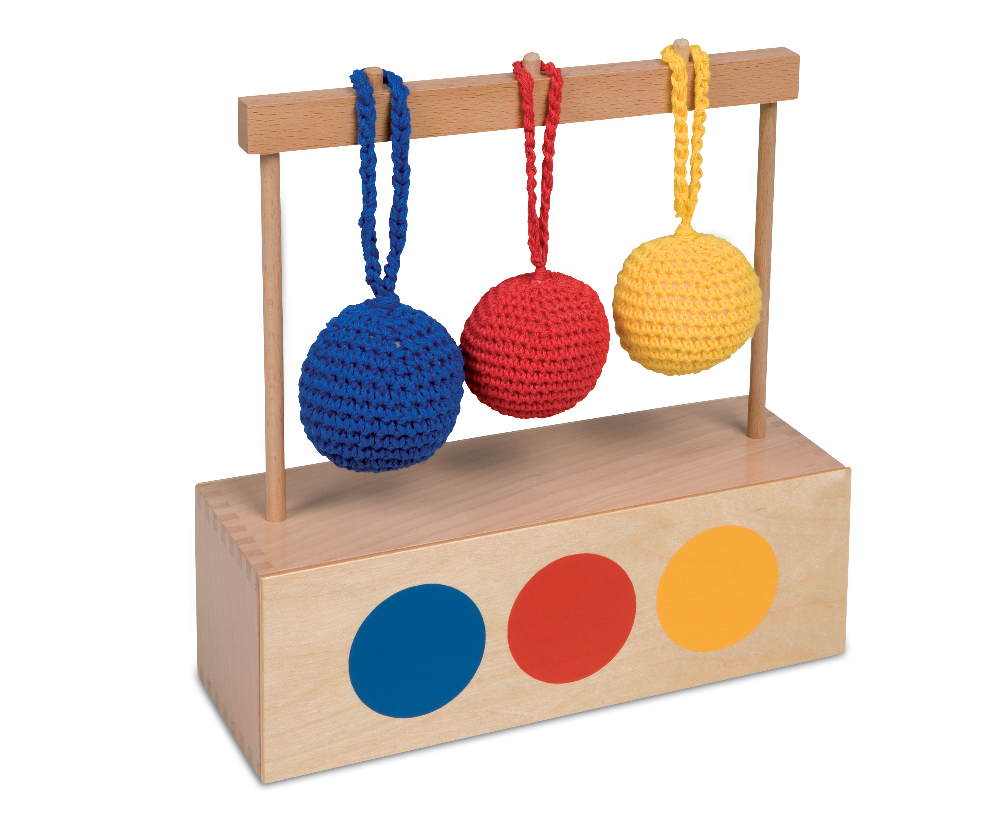 Ställning med tre stickade bollar 