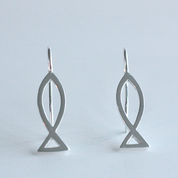 Kompass - fiskörhängen i silver - 3