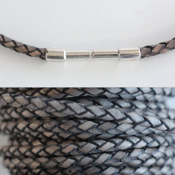 Braided leather band - necklace - 9