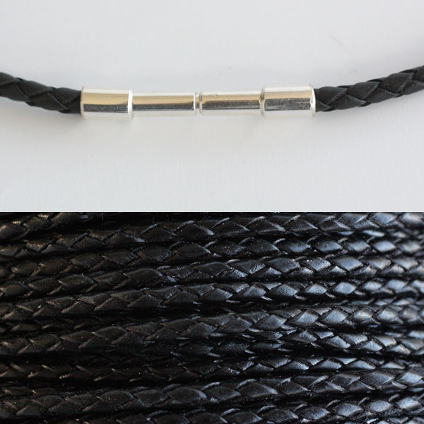 Braided leather band - necklace - 3
