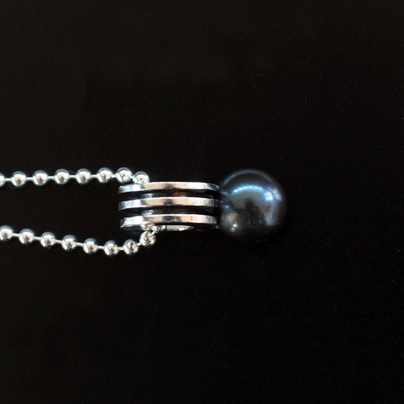 Cylinder -sterling silver pendant with pearl - 3