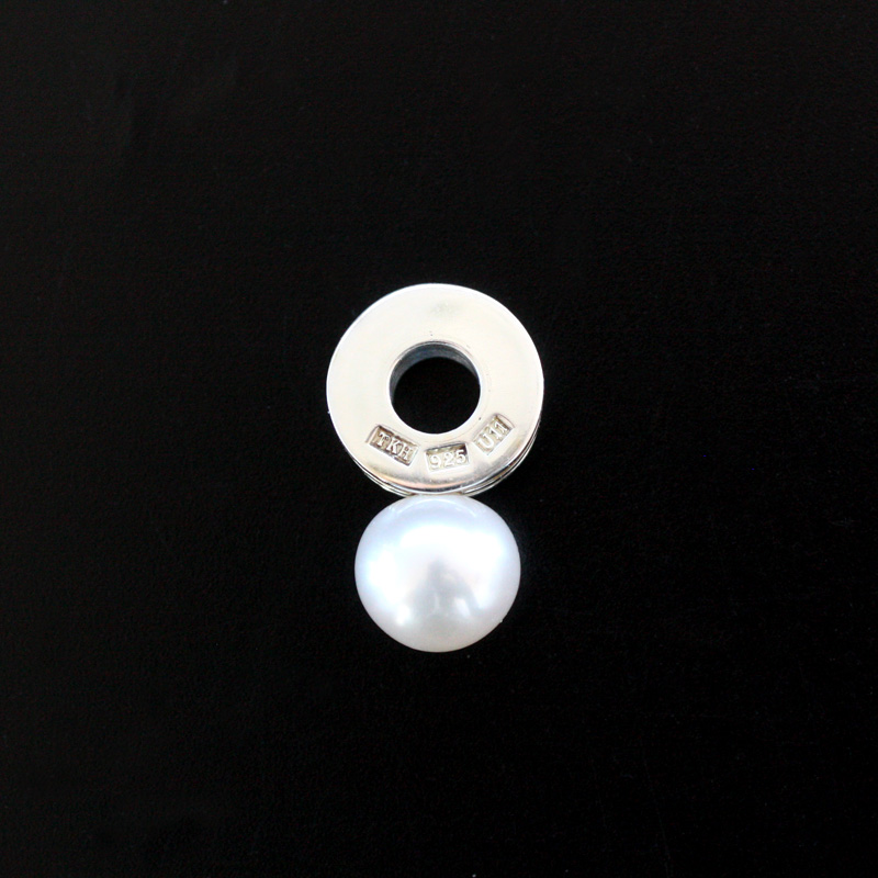 Cylinder -sterling silver pendant with pearl - 5