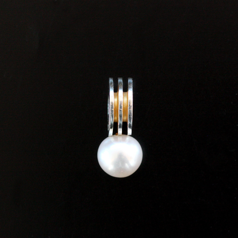 Cylinder -sterling silver pendant with pearl - 4