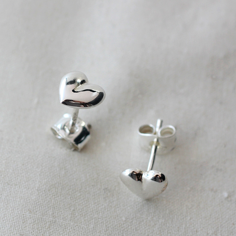 Kompass - sterling silver heart stud earring  - 3