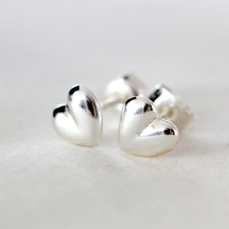 Kompass - sterling silver heart stud earring  - 4
