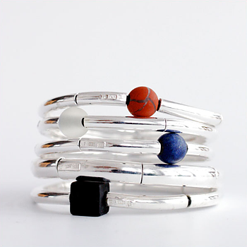 Vattring - sterling silver bracelet with bullet shaped stones