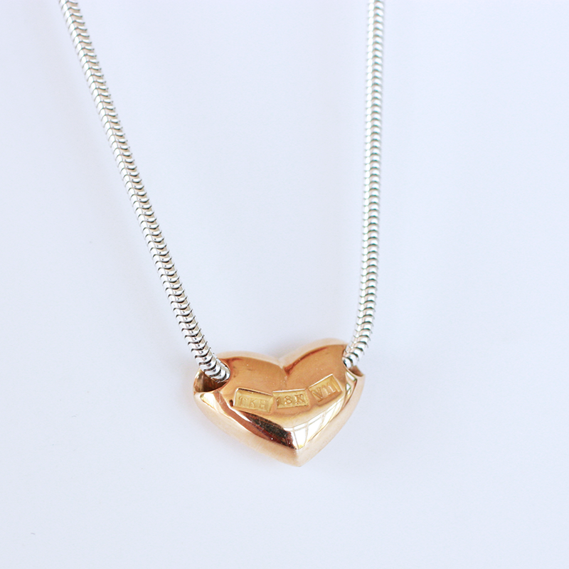 Kompass - solid 18 ct gold heart on snake chain  - 4