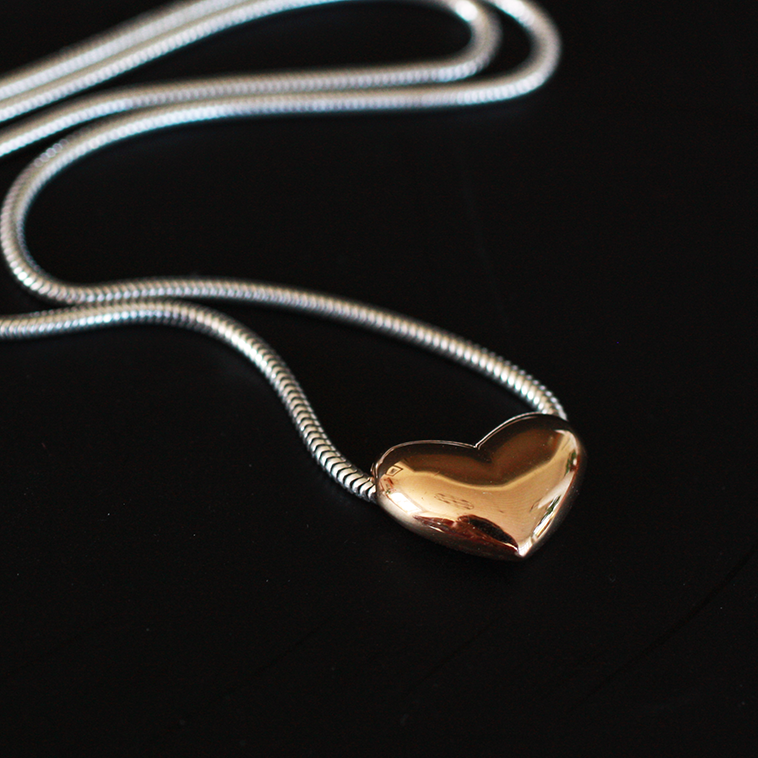 Kompass - solid 18 ct gold heart on snake chain  - 3